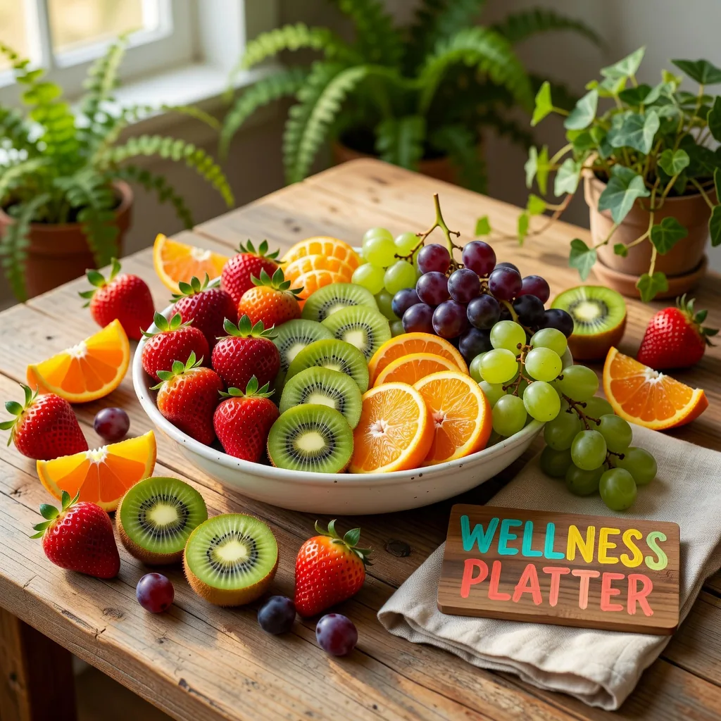 Colourful seasonal fruit platter rich in water content and vitamins
